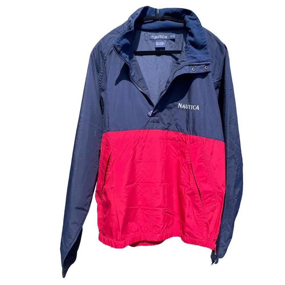 VINTAGE NAUTICA Jacket Windbreaker Fleece Collar Half Zip Sailing Men's XL